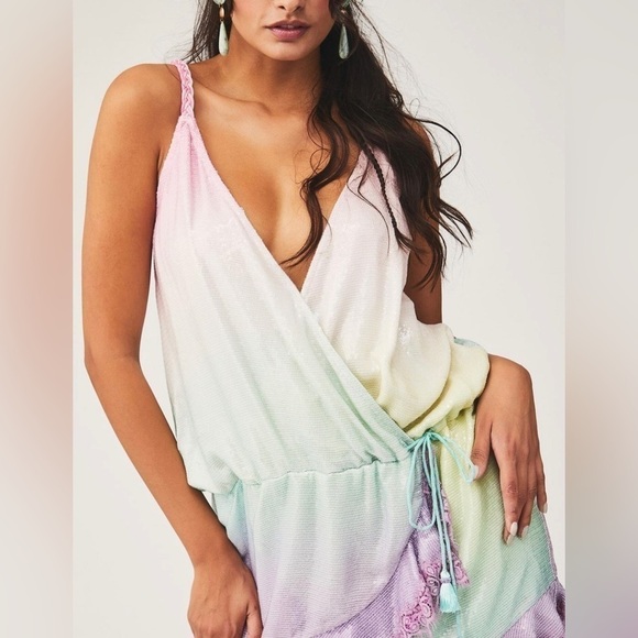 Rococo Sand gradient mini dress in bling tricolor NWT - Picture 2 of 9